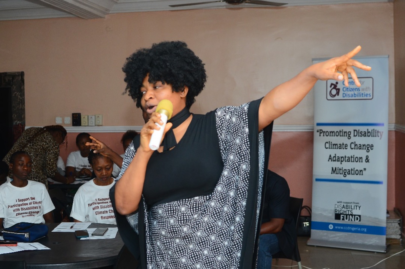 Dr. Queensley C. Chukwudum delivering a workshop on disability inclusive climate change adaptation in Abia State, Nigeria
